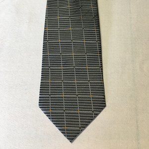 Mario Armani Silk Men's Necktie - Silver/Grey with Black Stripes